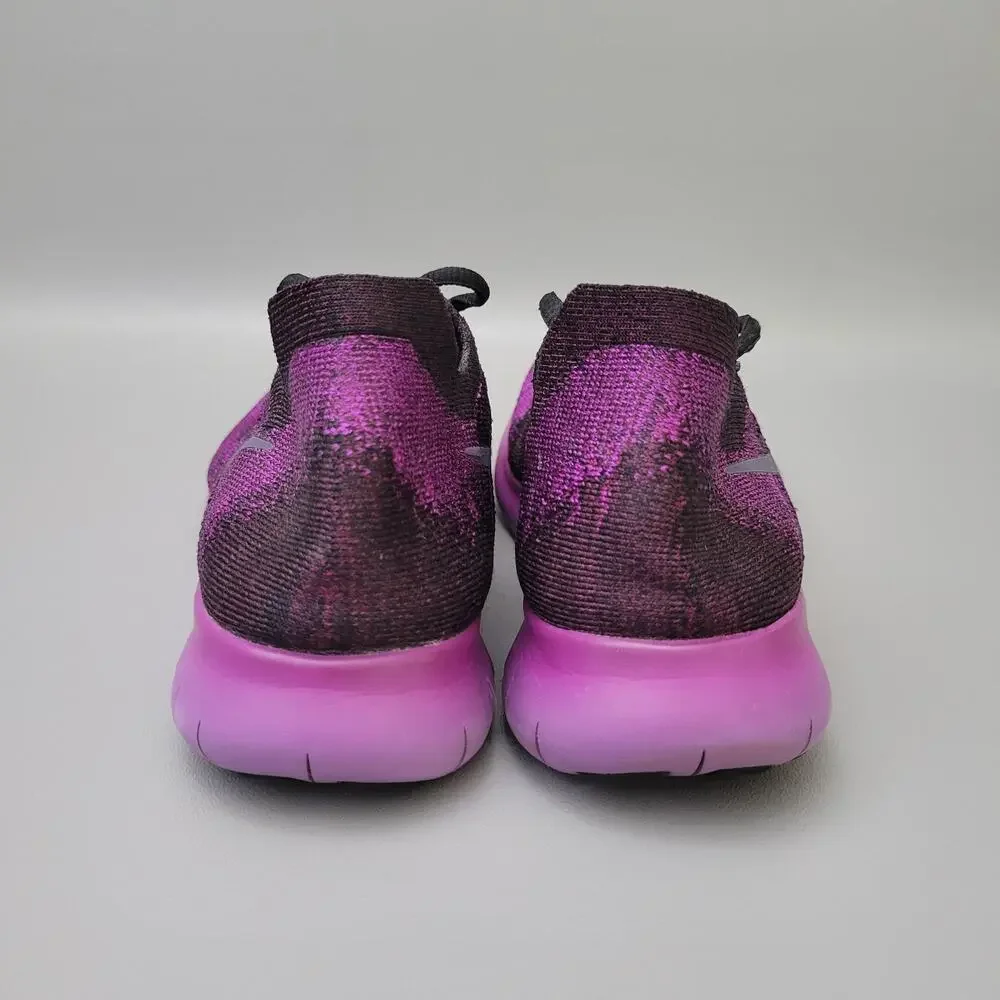 Rare Nike Womens Free RN Flyknit Size 9 Purple Black Athletic Running Shoe